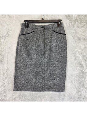 Talbots Skirt Womens 4 Gray Tweed Pencil Knee Length Pockets Hong Kong Work